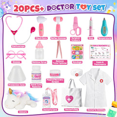 Unicorn plush companion enhances storytelling during bedtime and playtime moments.