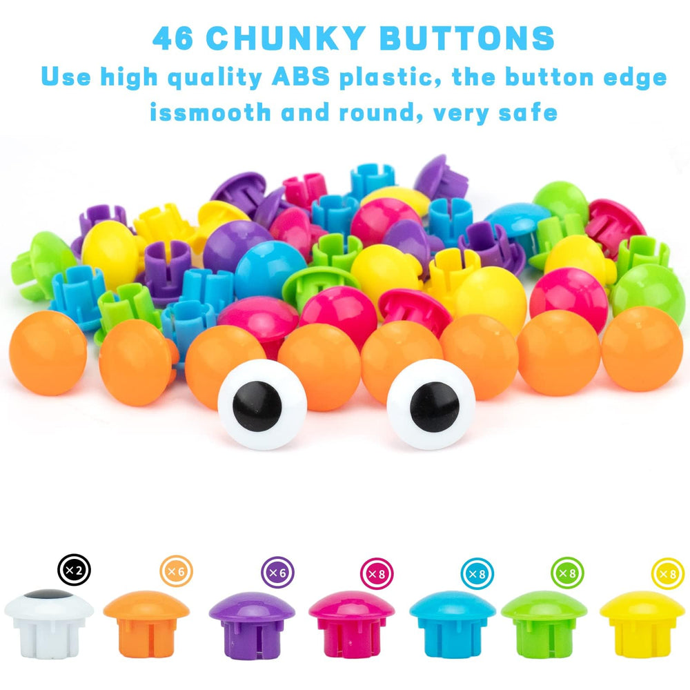 AluAbi Button Art Toy illustrating button snapping and pattern matching activity