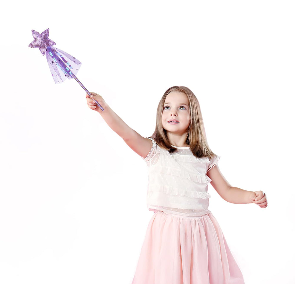 ALVOGIMOR Glitter Star Wand pink-purple combo – versatile costume accessory for birthdays and holidays.