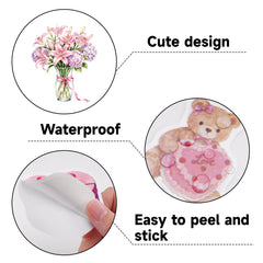 Alynta pink flowers stickers for journals and cups, adding cheerful color.
