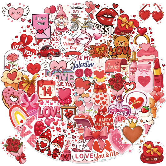 Alynta Valentines stickers on a water bottle for colorful, waterproof decoration