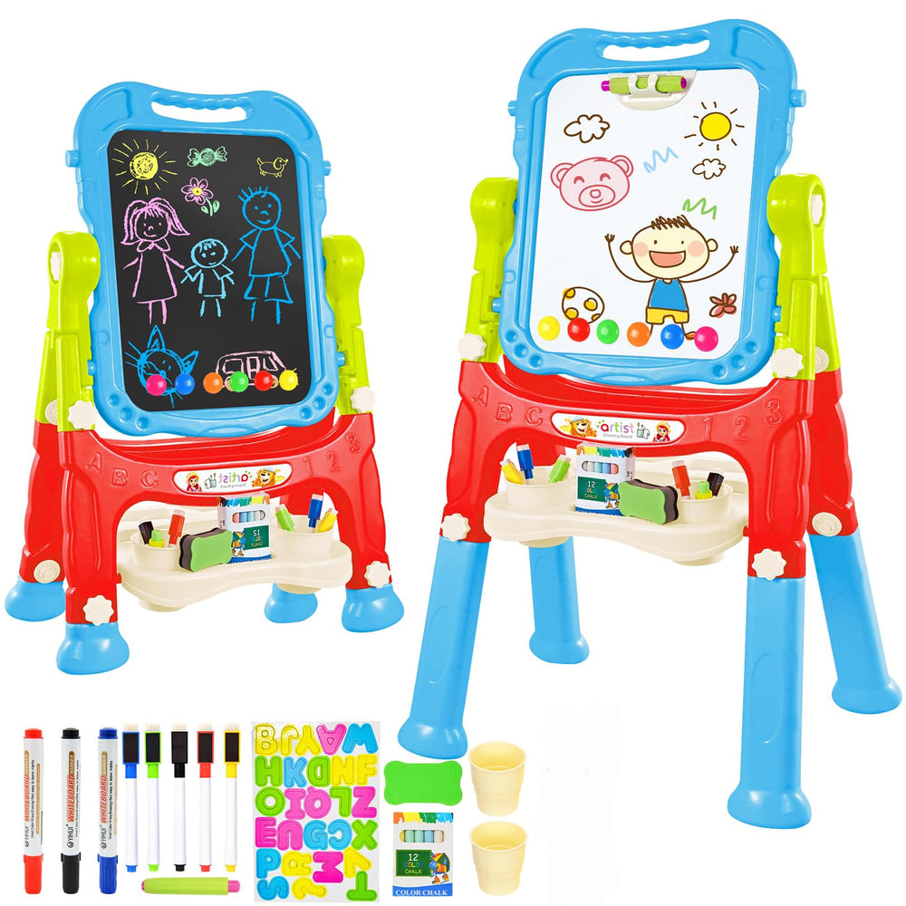 Amagoing easel with height adjustment for growing kids, showing comfortable setup