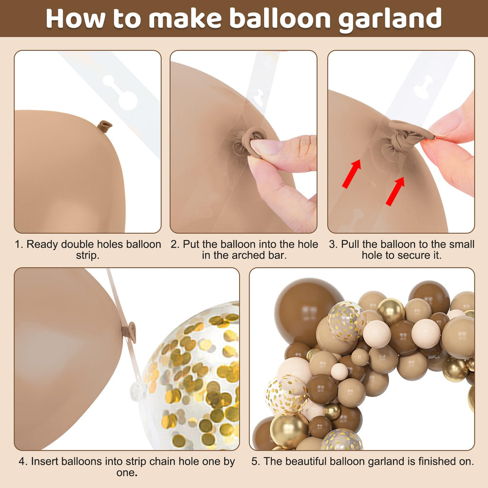 Amandir 12-inch brown nude metallic gold balloons provide versatile decor accents