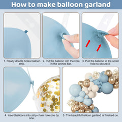 Amandir 12-inch mixed blue balloons add depth to garlands and centerpieces.