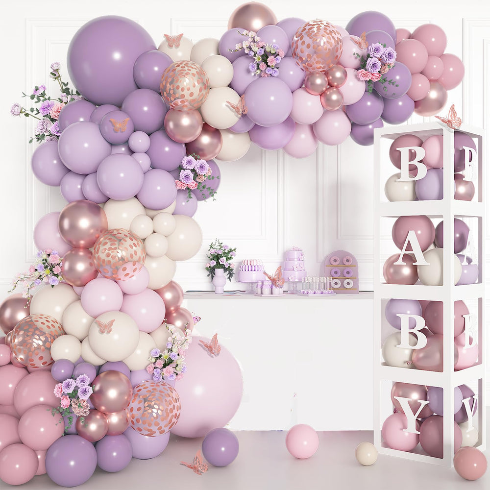 Amandir 153Pcs purple baby shower arch kit for stunning event decor