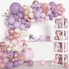 Amandir 153Pcs purple baby shower arch kit for stunning event decor