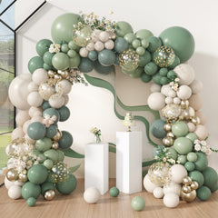 Amandir 173Pcs dusty green balloon arch kit for rustic wedding backdrops