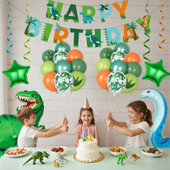 Amandir dinosaur banner happy birthday creates a focal point.