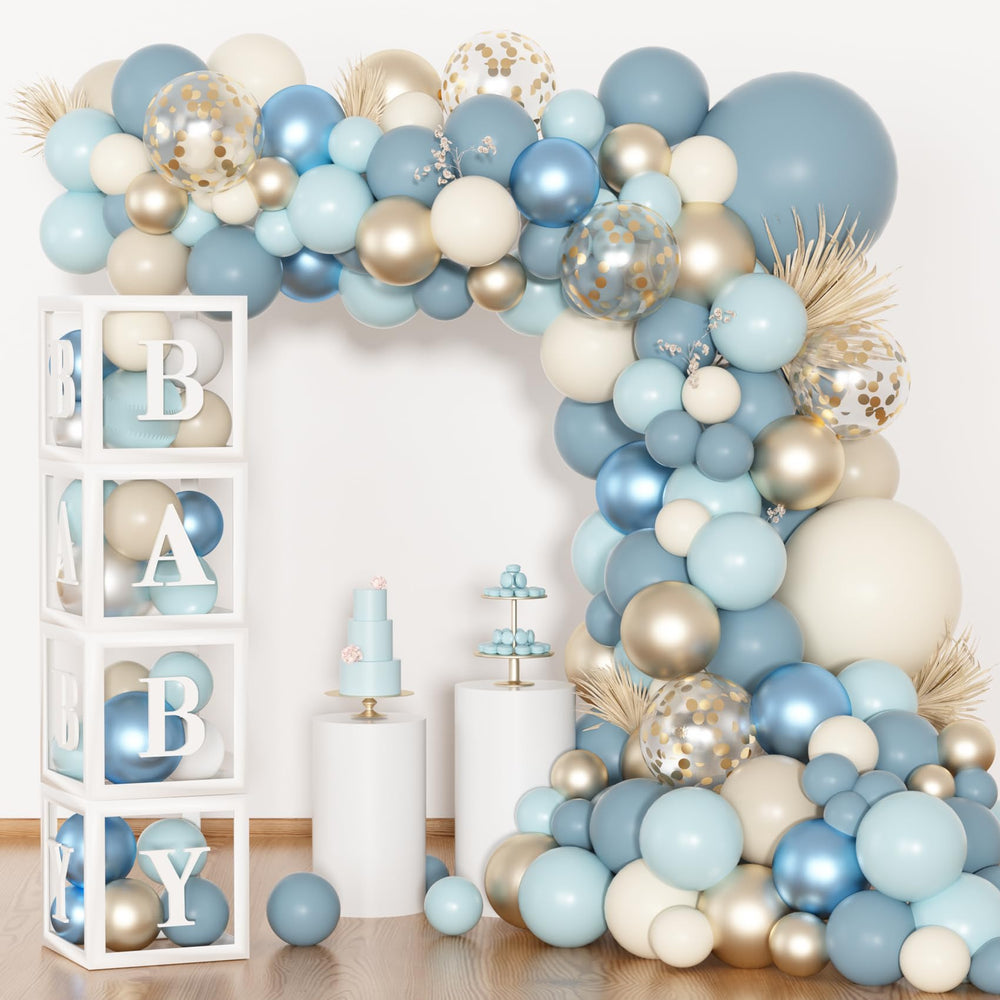 Amandir dusty blue balloon arch kit for boho baby shower decor