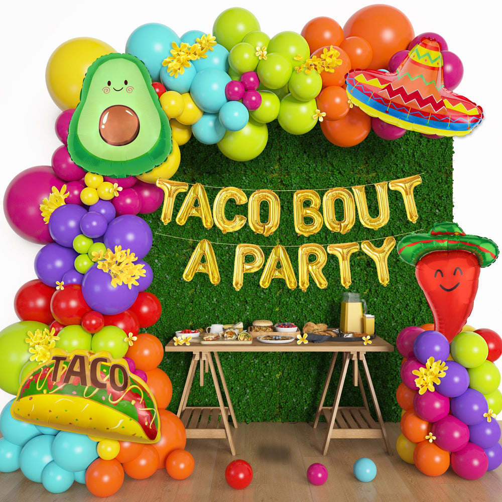 Amandir fiesta balloon arch kit contents ready for setup