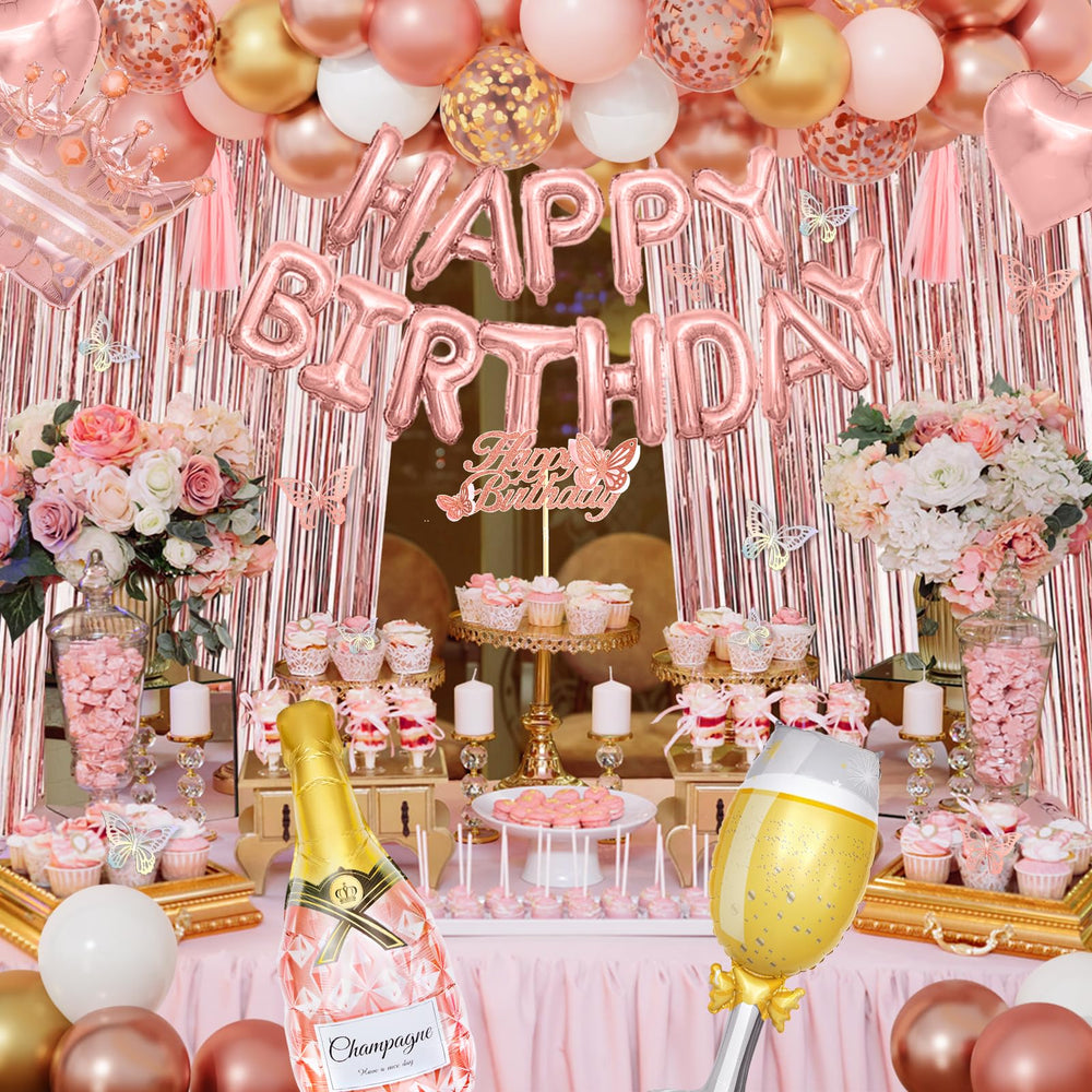 Amandir foil champagne balloons add glossy contrast and elegant shine