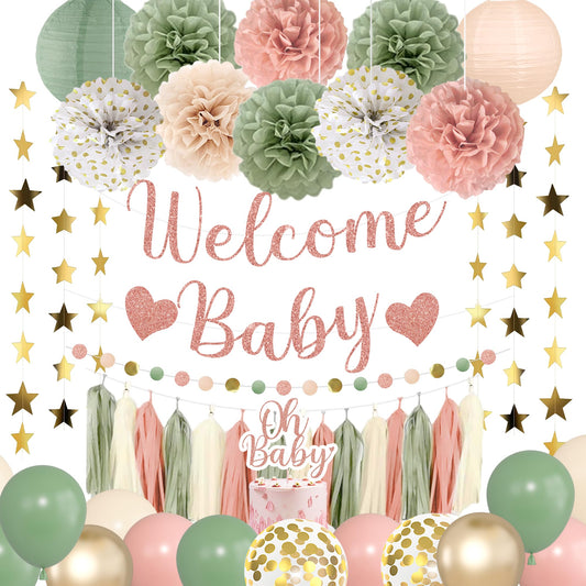 Amandir Girl Baby Shower Banner Welcome: warm, photogenic backdrop for celebrations.