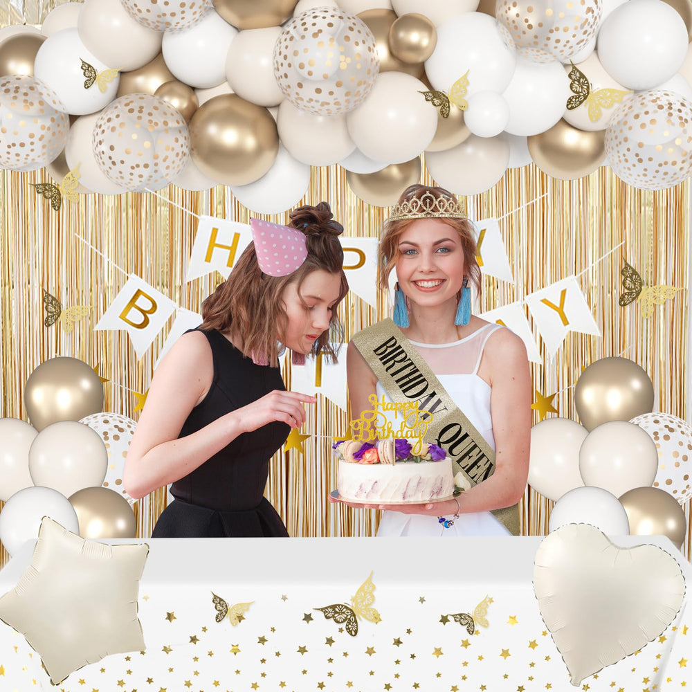 Amandir glittering star garland adds sparkle along walls and tables.