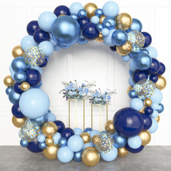 Amandir navy blue and gold 10in balloons fill gaps for a balanced garland.