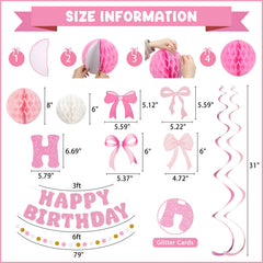 Amandir pink bow cutouts provide charming accents to party decor.