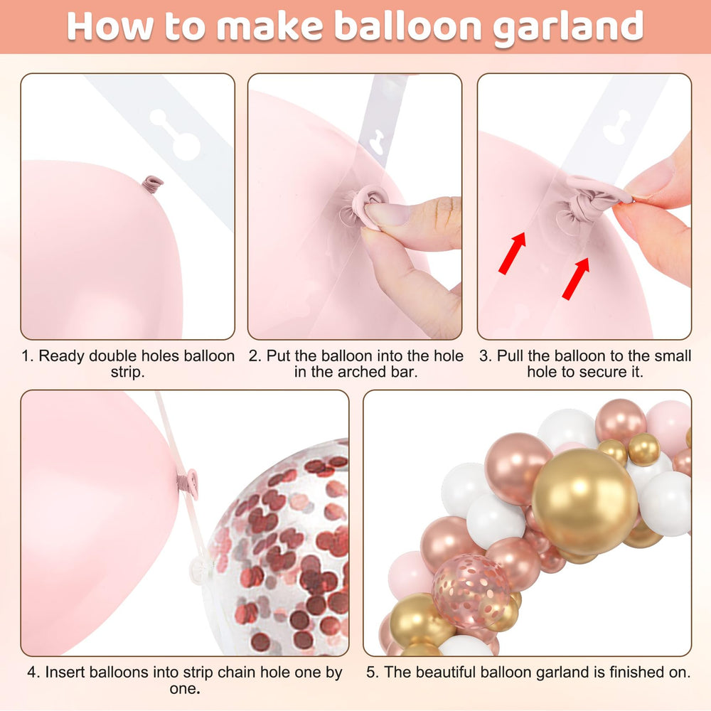 Amandir rose gold 10-inch balloons provide balanced color pops.