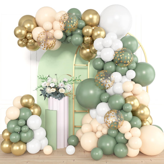 Amandir sage green arch kit with 18in balloons for elegant backdrops