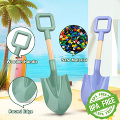 Amarlozn wooden-handle shovel with large scoop for kid-safe digging.