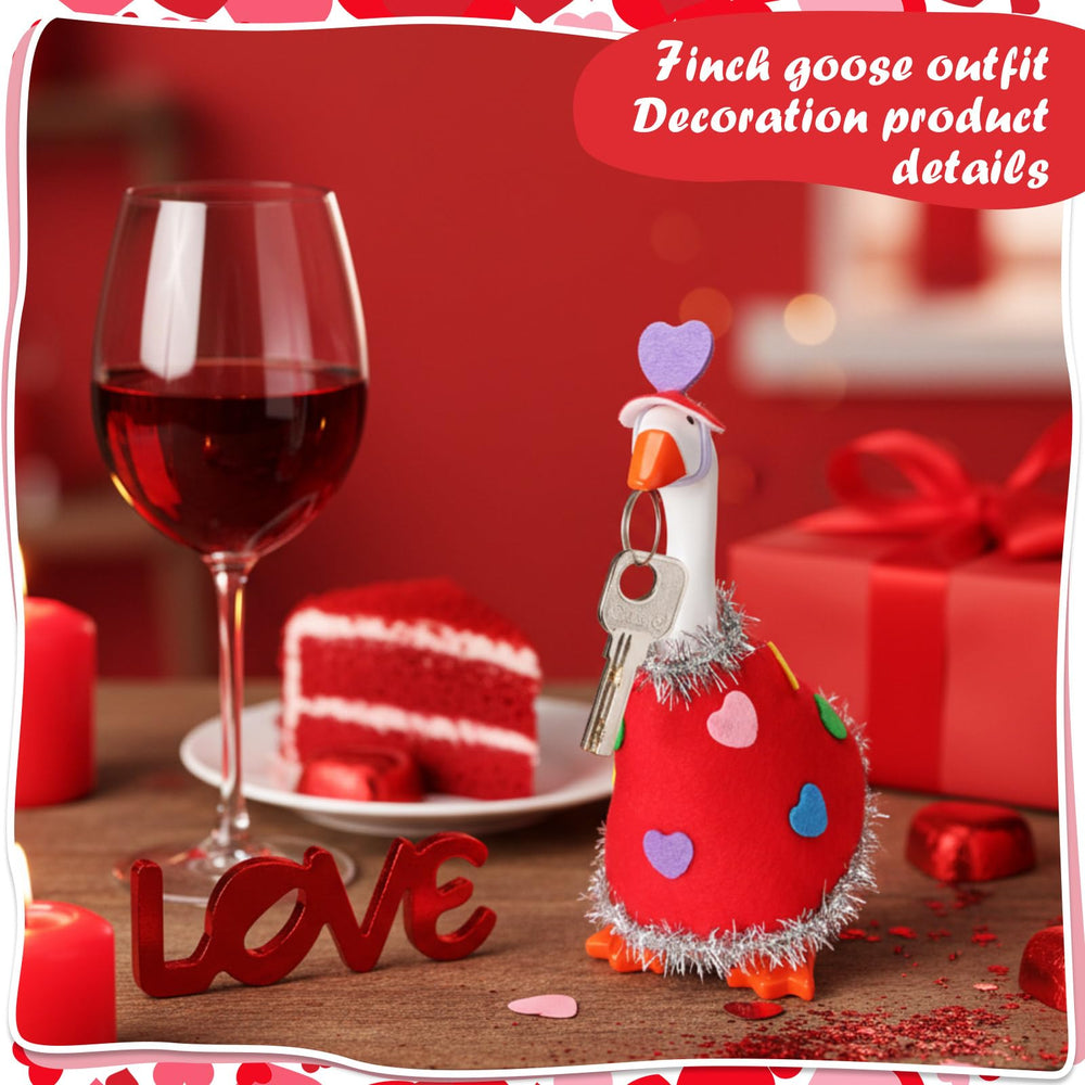 AmazingSpark desk goose statue key holder with heart accents for festive charm.