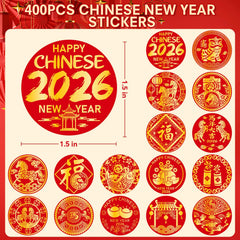 AMCEMIC Year of the Horse stickers in red and gold.