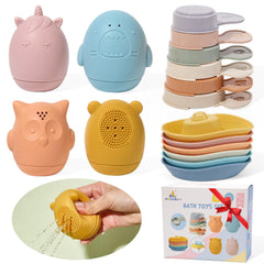 AMCHSURI pink pony bath toy; soft silicone for gentle splash play.