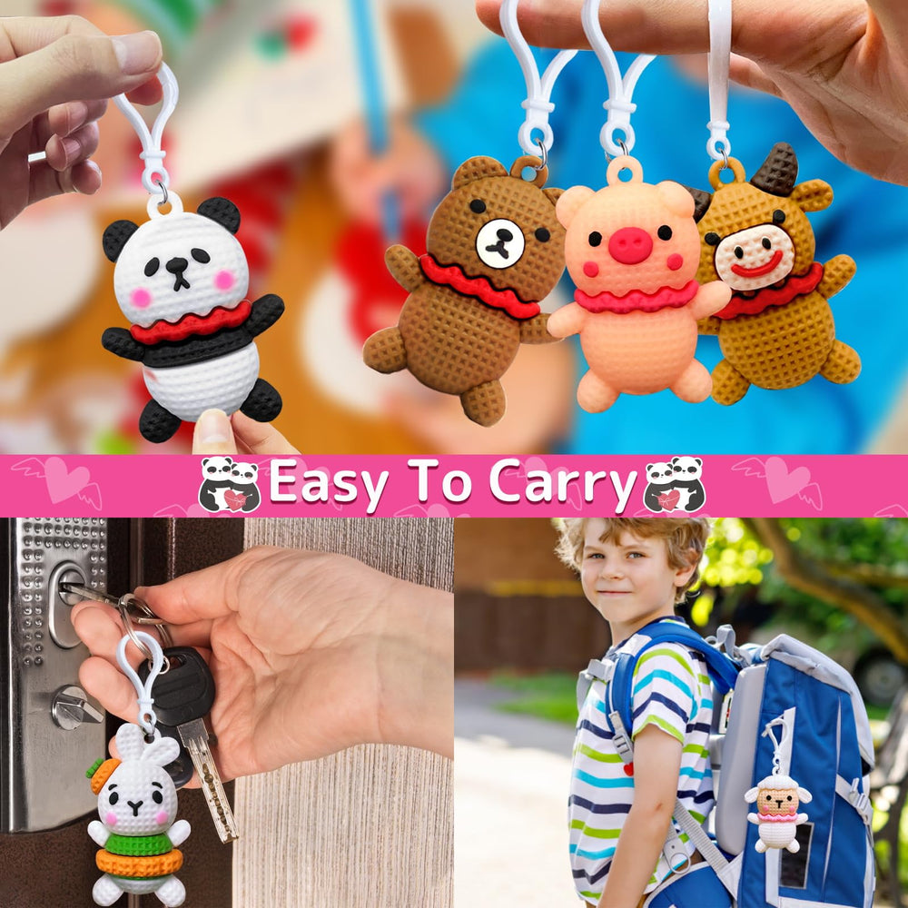 AMENON 28-pack cow keychain with valentines card, cute prize for classroom rewards.