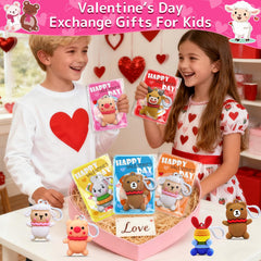 AMENON 28-pack pig keychain with valentines card, fun gift for friends on Valentine’s Day.
