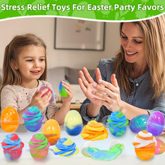 AMENON 12-pack butter slime eggs for relaxing squeeze-and-stretch fun.