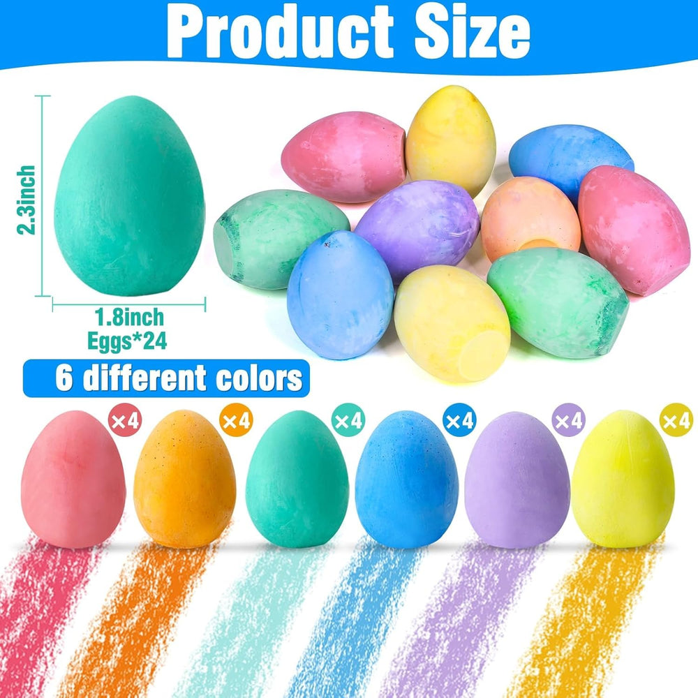 AMENON egg-shaped chalk in six colors for bright sidewalk drawings.
