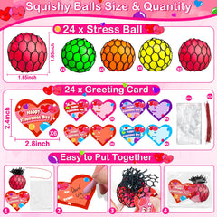 AMENON heart-design stress balls with cards for Valentine exchanges and party favors