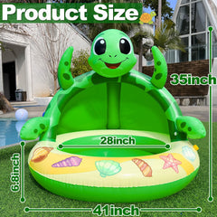 AMENON inflatable turtle pool 41x35 offers a roomy play area for toddlers.