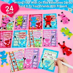 AMENON Valentines cards and toys set with heart shapes for classroom exchanges.
