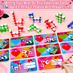 AMENON valentines cards heart-design, ready-to-gift for school exchanges