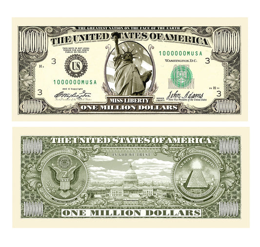 American Art Classics front view of pack50 million-dollar bills for realistic display