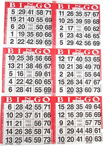 American Games six-on-red bingo paper cards streamline bingo nights with quick setup.