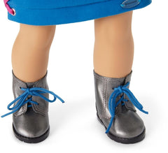 Doll in skater dress with lace-up hem details for fashionable outfits