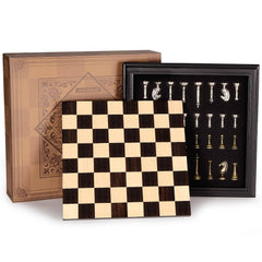 AMEROUS 12-5-inch wooden chess board with warm tones for focused play.