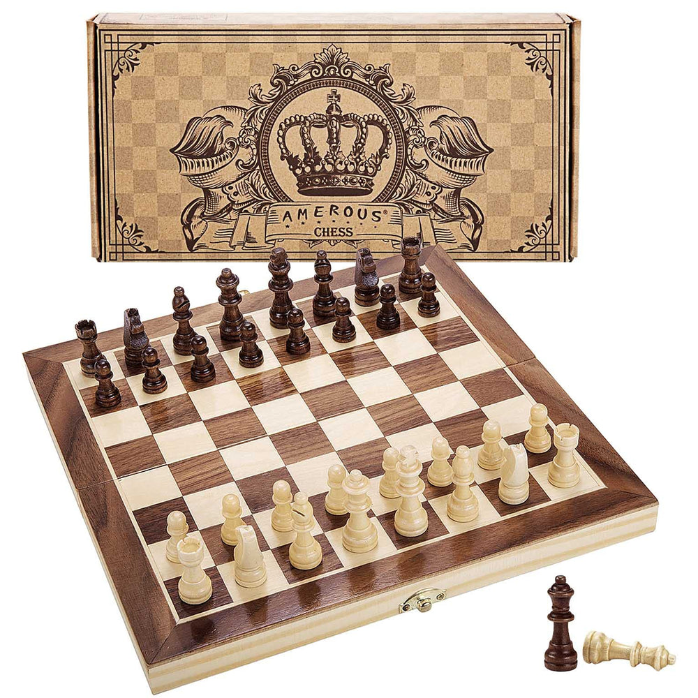 AMEROUS 12x12 folding chess board for easy travel and family play.