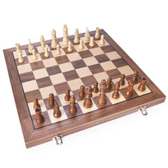 Foldable board for portable, quiet chess on travel or outings.