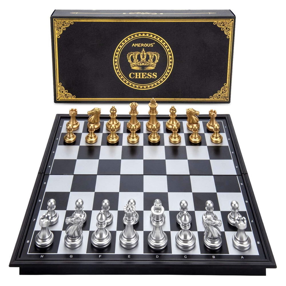 AMEROUS gold and silver chess pieces with premium contrast for stylish games.