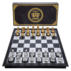 AMEROUS gold and silver chess pieces with premium contrast for stylish games.