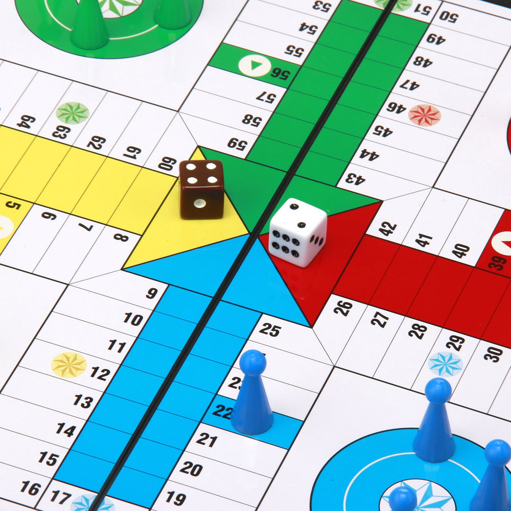 Amerous Ludo Go set with colorful pieces for 2 to 4 players