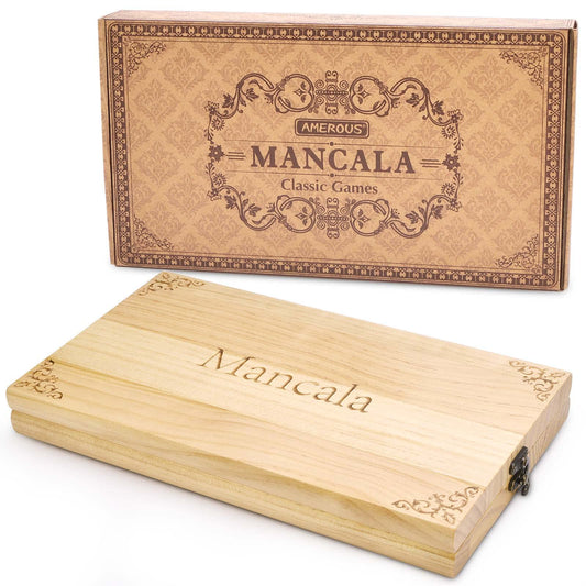 AMEROUS Mancala board folding wood for family game night.
