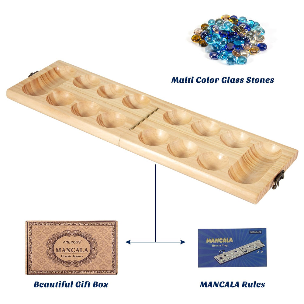 AMEROUS Mancala travel-compact closed, ideal for gifts and storage.