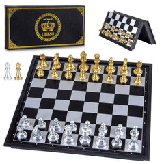 AMEROUS travel magnetic chess board shown in setup for on-the-go play and stability.