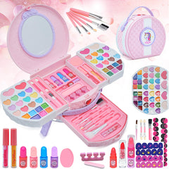 Amerrly 66-piece kids makeup vanity case open for imaginative play.