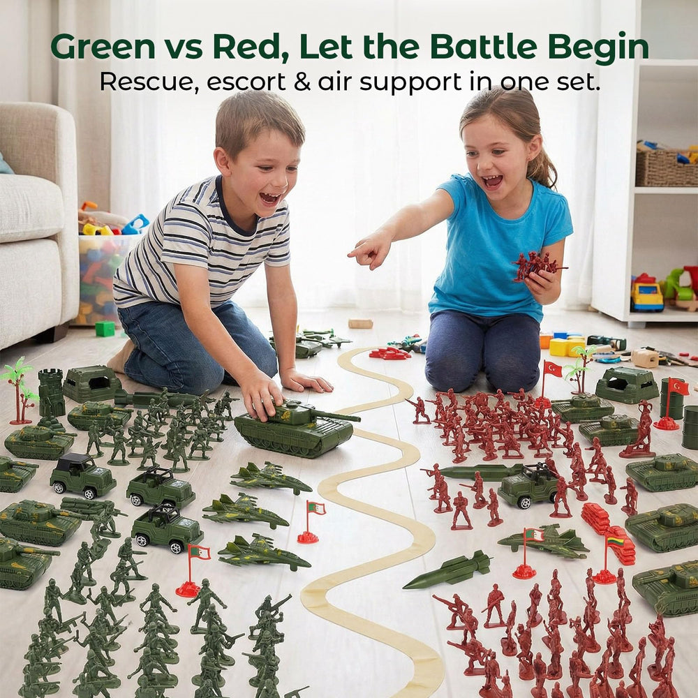 AMOR PRESENT green and red troops ready for fast battlefield missions