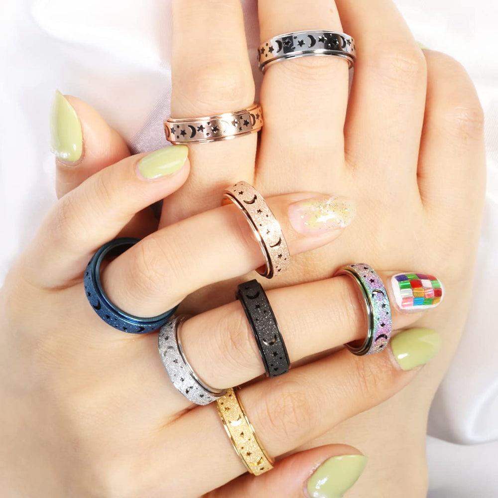 AmorArtSky anxiety ring worn on finger showing versatile style options