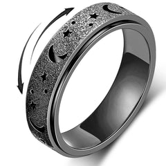 AmorArtSky Moon Star hollow outer spinner ring for calm focus on the go.