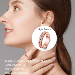 AmorArtSky spinner ring outer-rotating-band close-up smooth titanium finish for comfortable wear.
